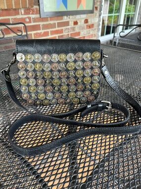 Patricia Nash Rivoli Black Stncoin Crossbody Purse.